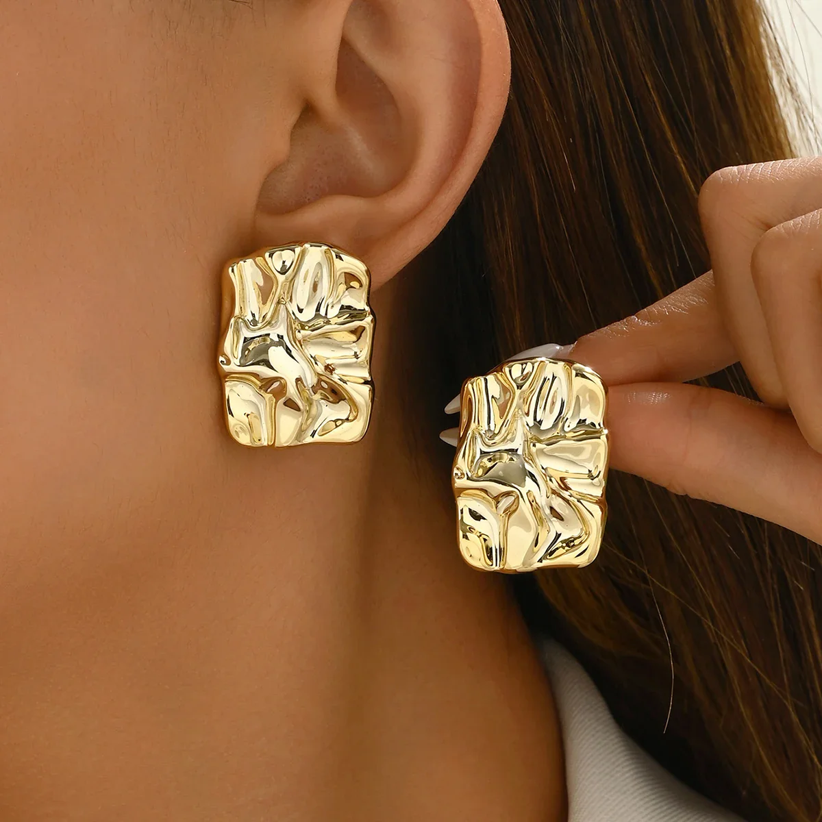 Geometric Irregular Gold Earrings