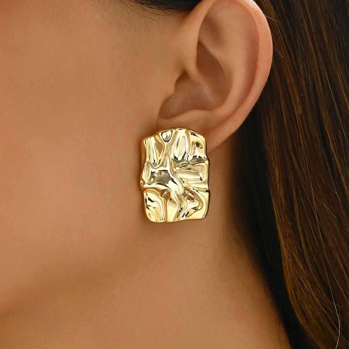Geometric Irregular Gold Earrings - Image 2