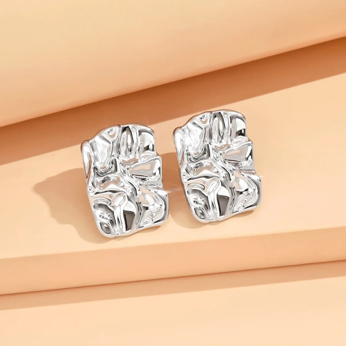 Geometric Irregular Gold Earrings - Image 3