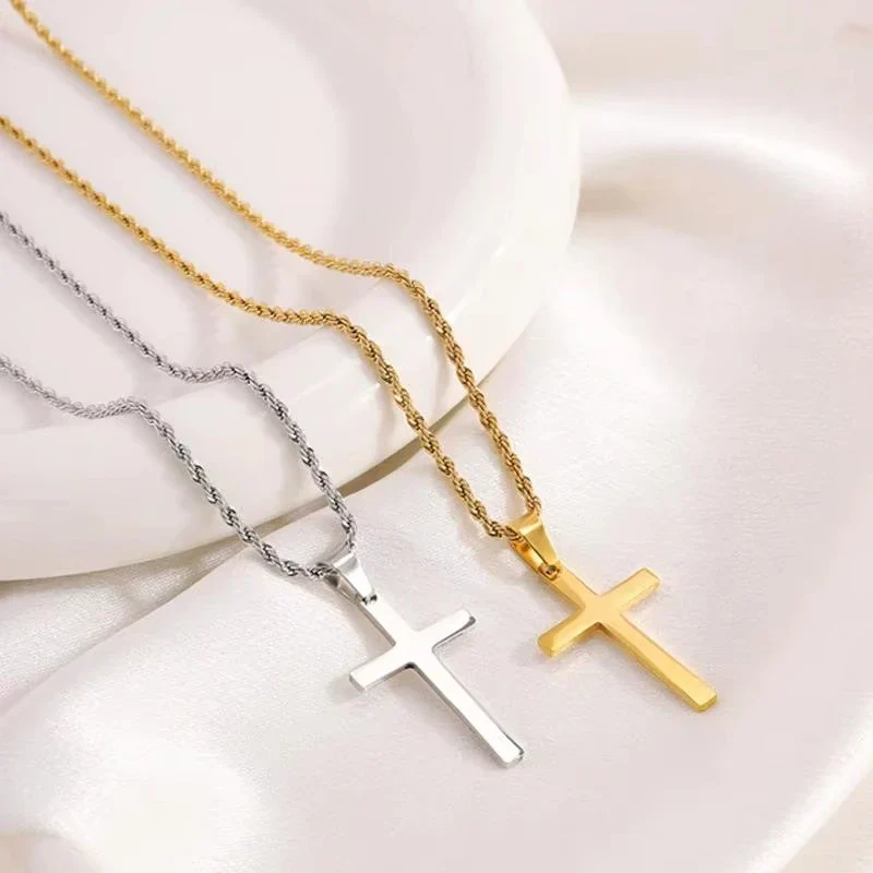 Simple Gold Cross Necklace - Image 2