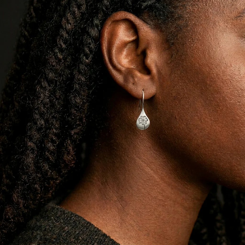 925 Sterling Silver Dandelion Earrings - Image 2