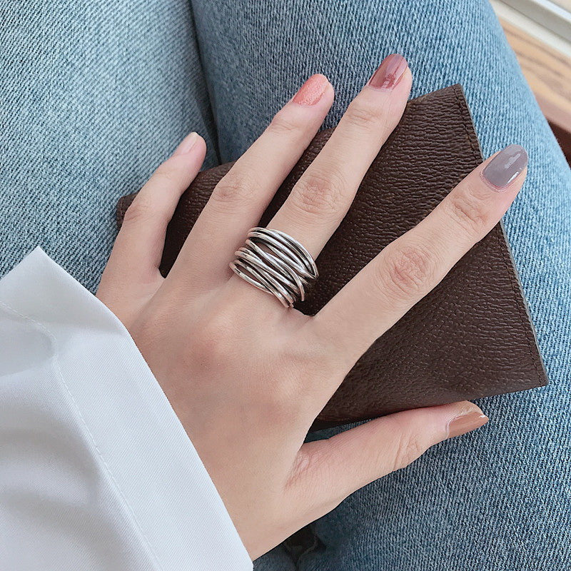925 Sterling Silver Adjustable Layered Ring - Image 2