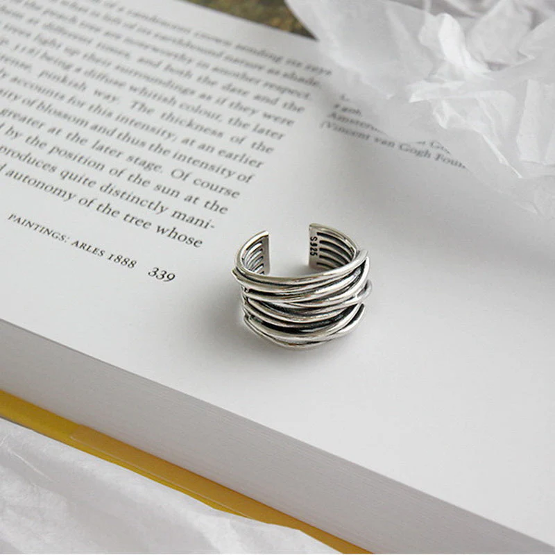 925 Sterling Silver Adjustable Layered Ring - Image 3