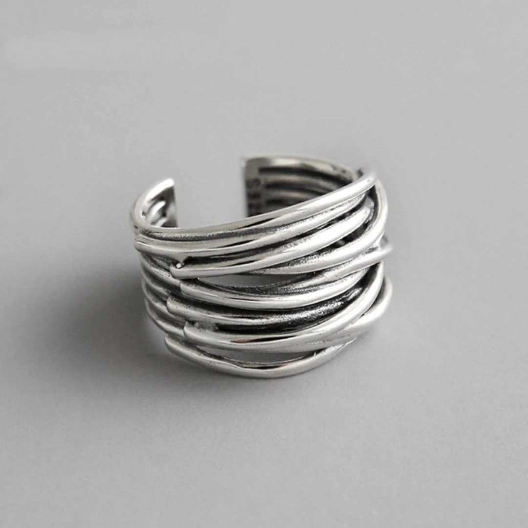 Adjustable Layered Ring in 925 Sterling Silver