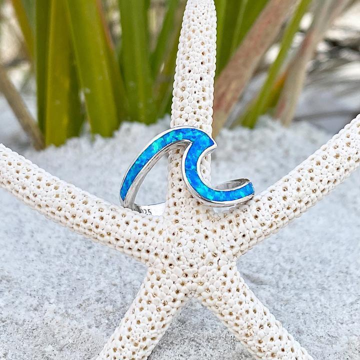 Sea Wave Ring in Opal and Silver - Image 2
