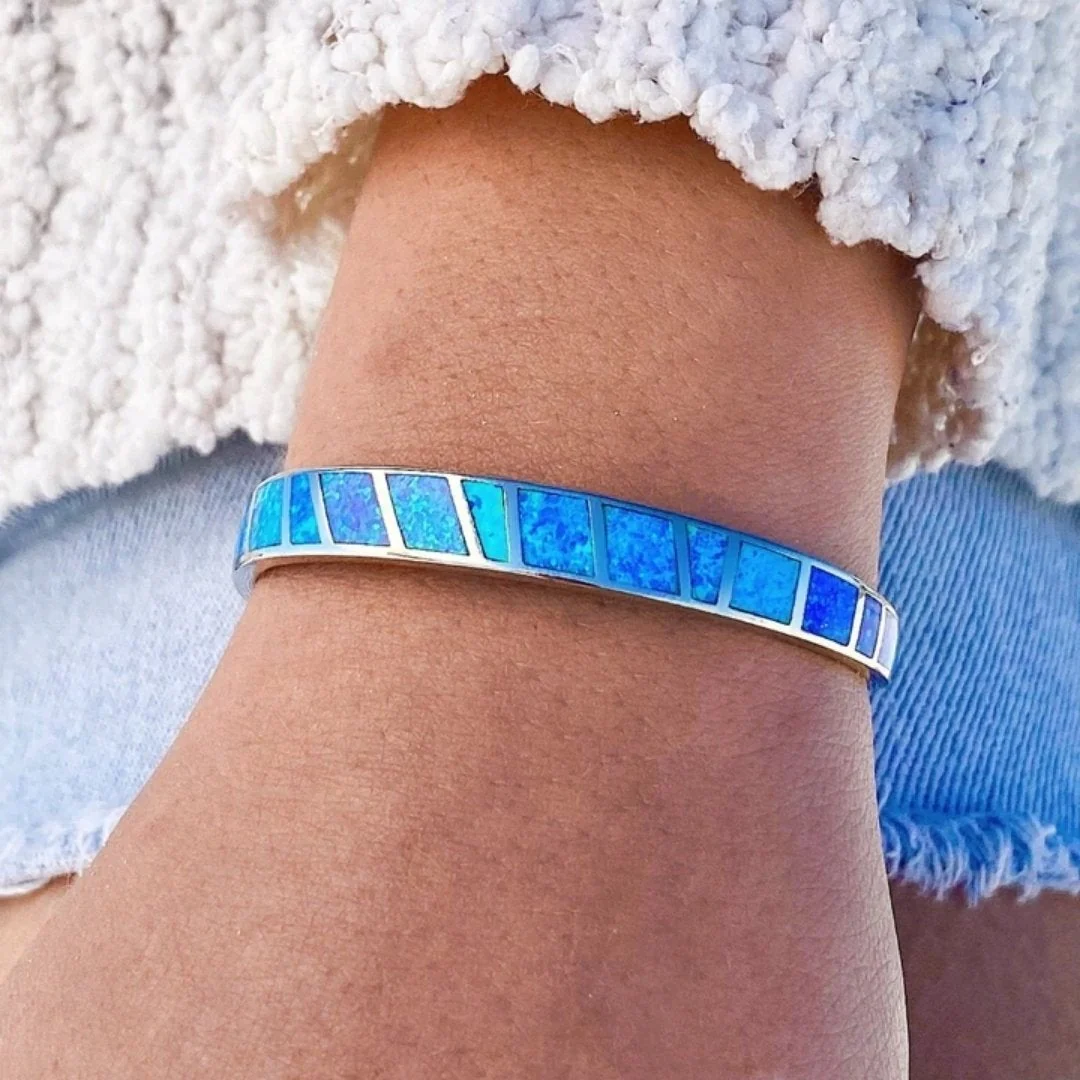 Bluee and Silver Opal Bracelet - Image 3