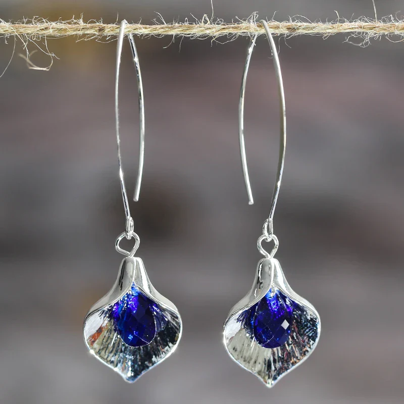 Bluee Stone Earrings in Silver - Image 2