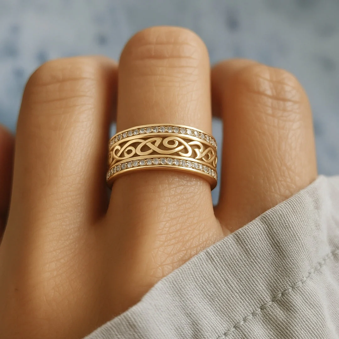 Bright Hollow Gold Ring - Image 2