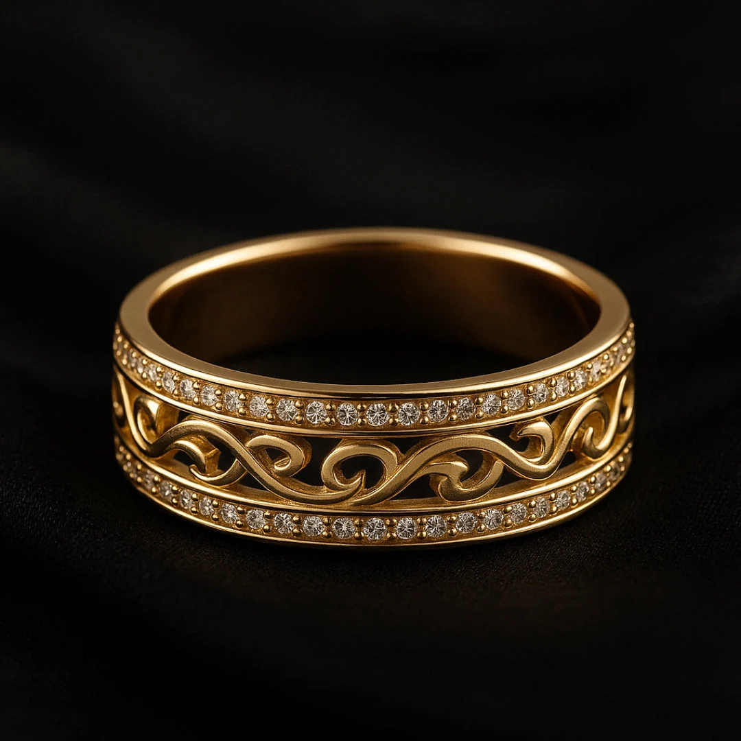 Bright Hollow Gold Ring - Image 4