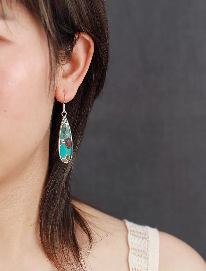Chic Turquoise Jasper Drop Earrings - Image 4