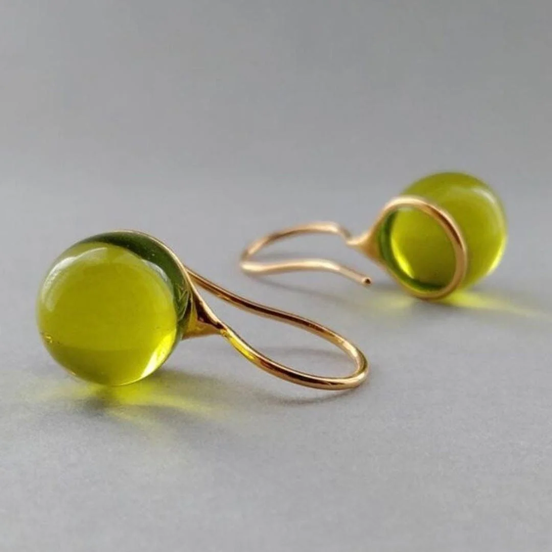 Vintage Olive Drops Crystal Earrings - Image 2