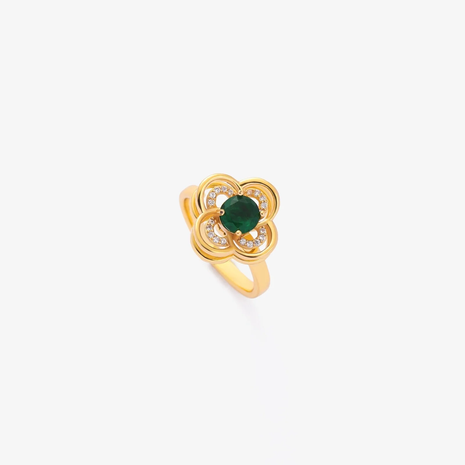 Clover Halo Emerald Spinning Ring | Gold