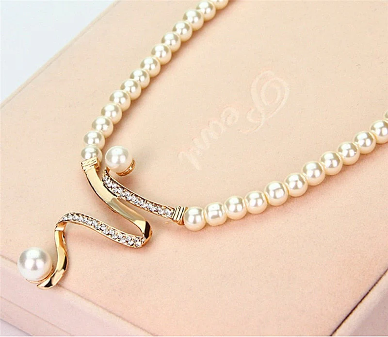 Natural Pearl Necklace + Earrings Set - Image 6