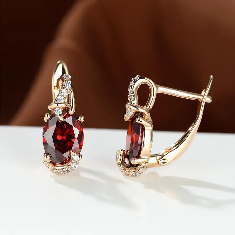 Crimson Twilight Drop Earrings | Gold - Image 2