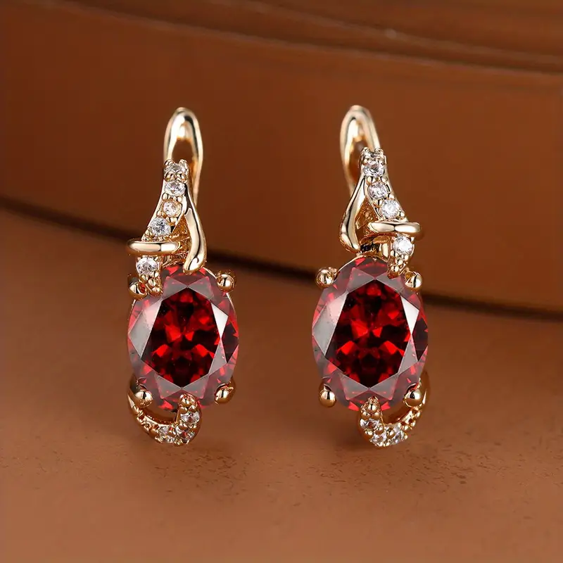 Crimson Twilite Drop Earrings | Gold