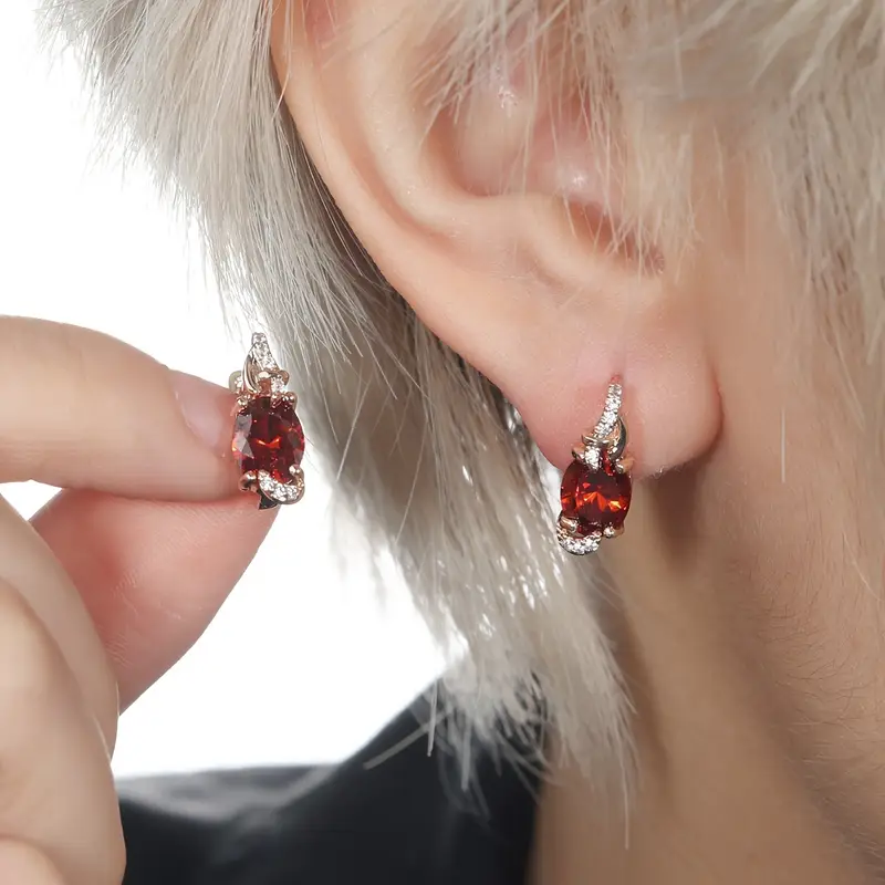 Crimson Twilite Drop Earrings | Gold - Image 4