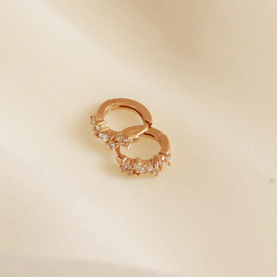 Crystal Cluster Huggies | Gold - Image 2