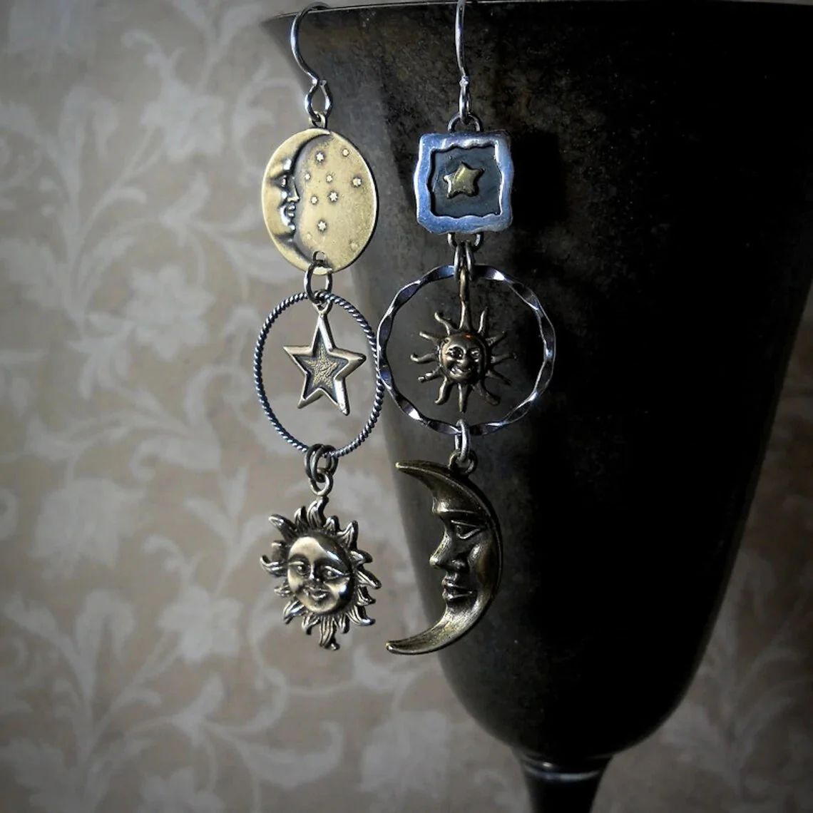 Earrings with Sun-Moon Pendant - Image 5