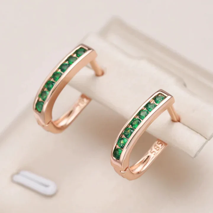 Eglant Green Inlaid Zirconia Earrings