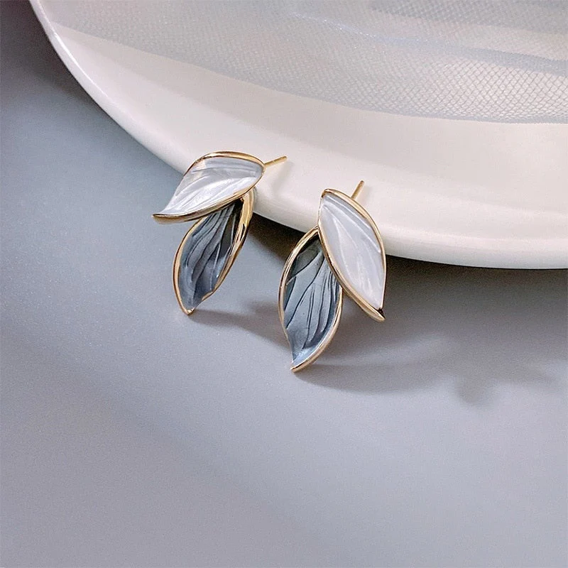 Elegant Enamel Earrings with Hand-Painted Lucky Wings