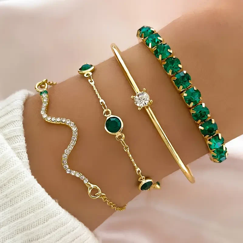 Elegant Green Zirconia Bracelet Collection