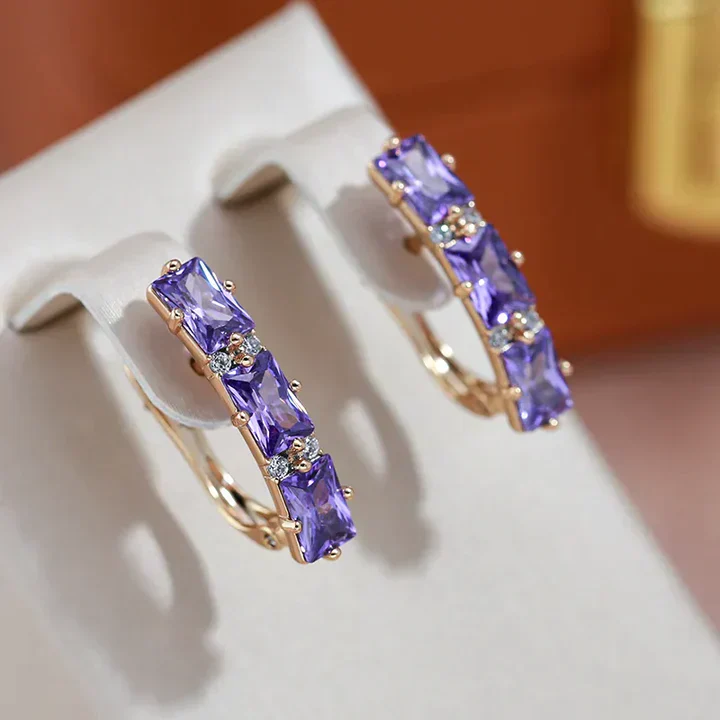 Elegant Purplish Zirconia Earrings