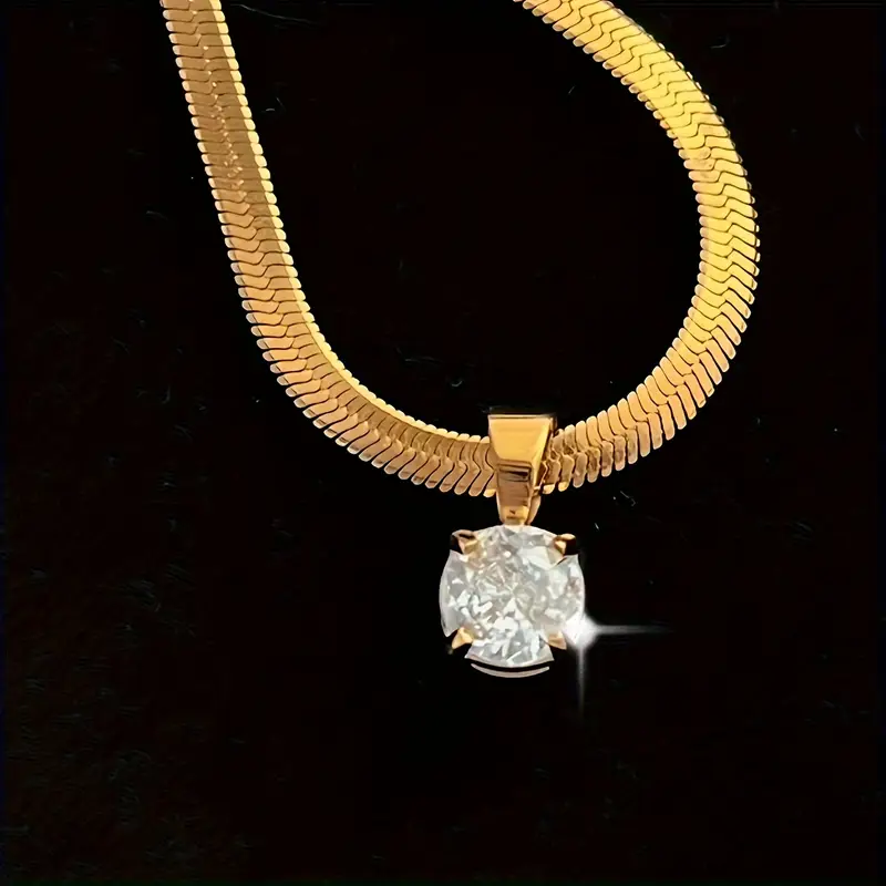 Elegant Rhinestone Pendant Necklace | Gold - Image 4