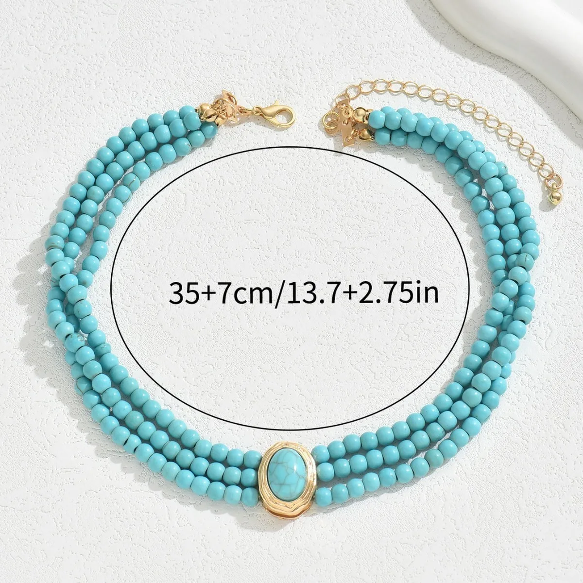 Elegant Vintage Turquoise Pearl Necklace - Image 4