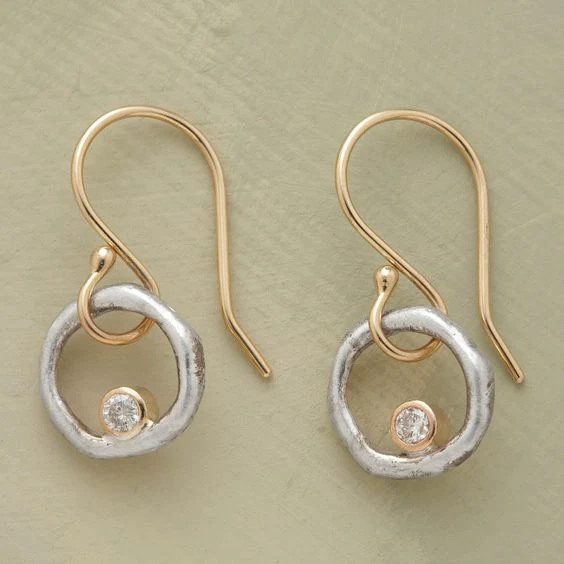 Elegant Zirconia Earrings in Vintage Gold and Silver