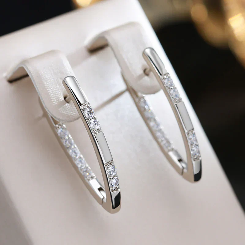 Elegant Zirconia Earrings in Gold - Image 3