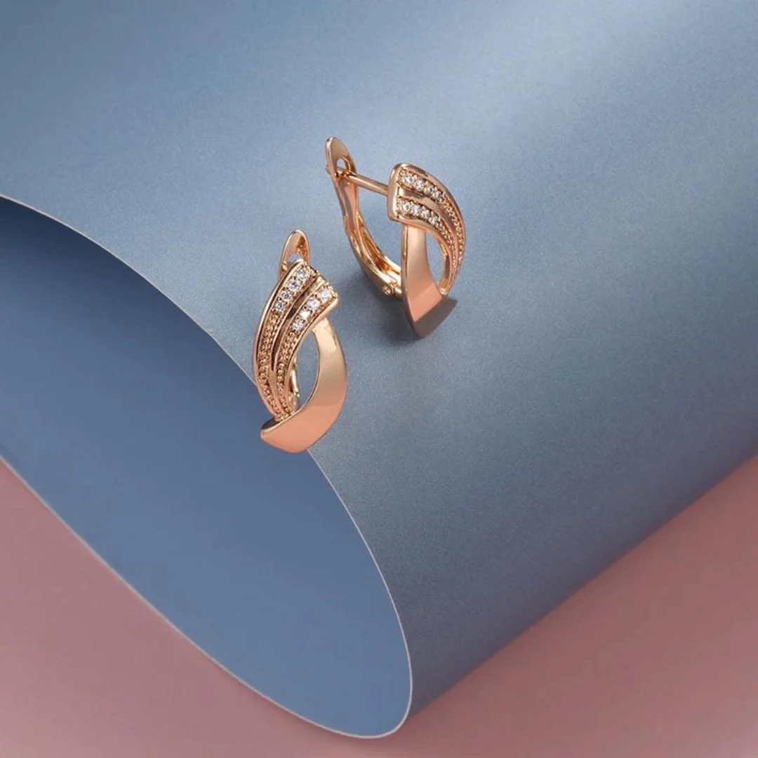 Elegent Earrings with Zirconia in Rose Gold