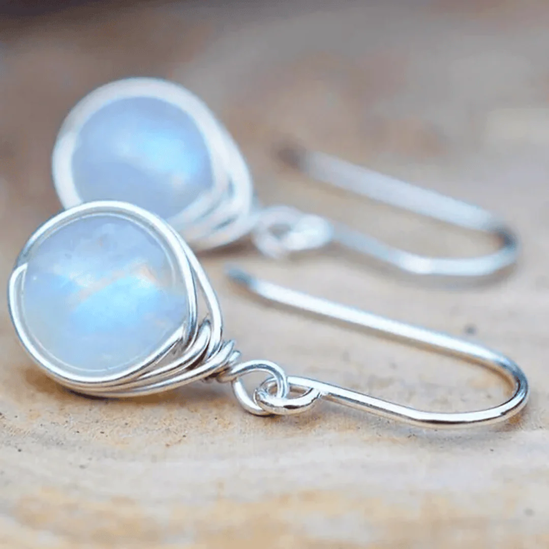 Silver Moonstone Drop Earrings - Image 2