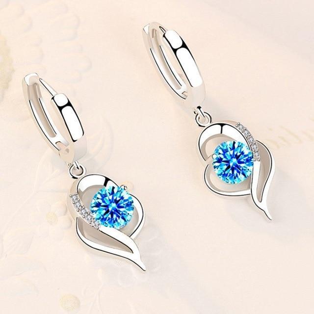 Floral Earrings with Inlaid Zirconia in 925 Sterling Silver
