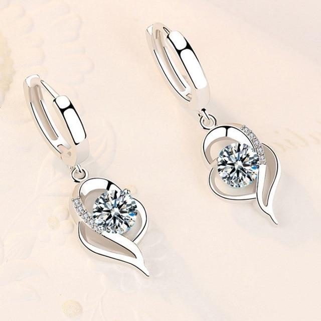 Floral Earrings with Inlaid Zirconia in 925 Sterling Silver - Image 2