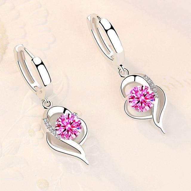 Floral Earrings with Inlaid Zirconia in 925 Sterling Silver - Image 3