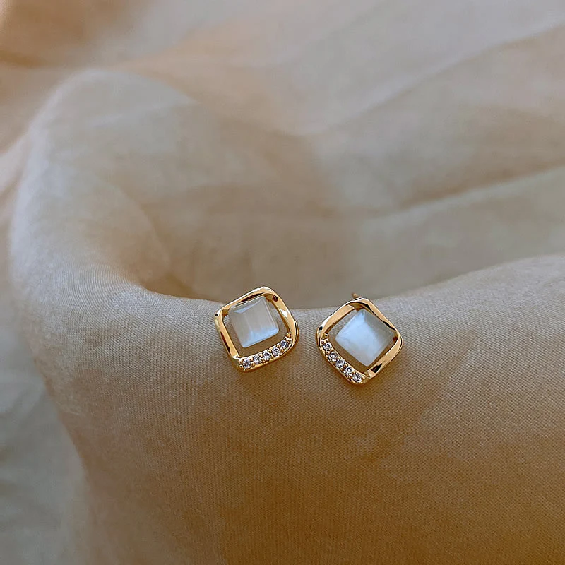 Gold Moon Crystal Elegant Earrings