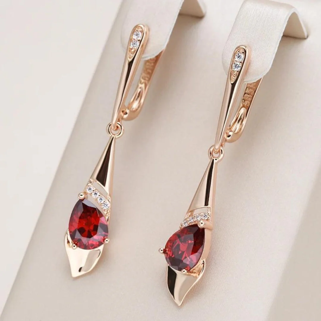Gold Pendant with Red Crystal Elegance