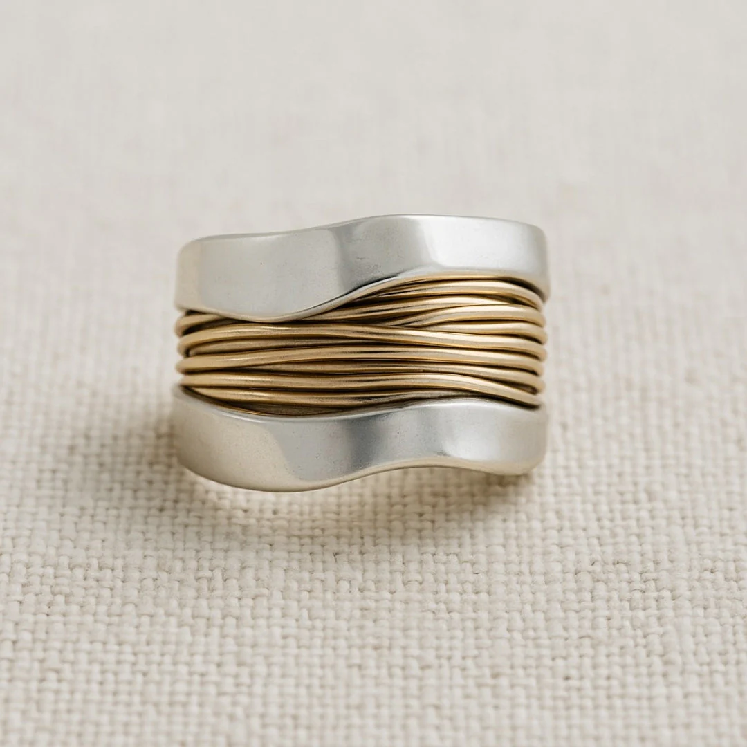 Golden Silver Threads Ring - Image 2