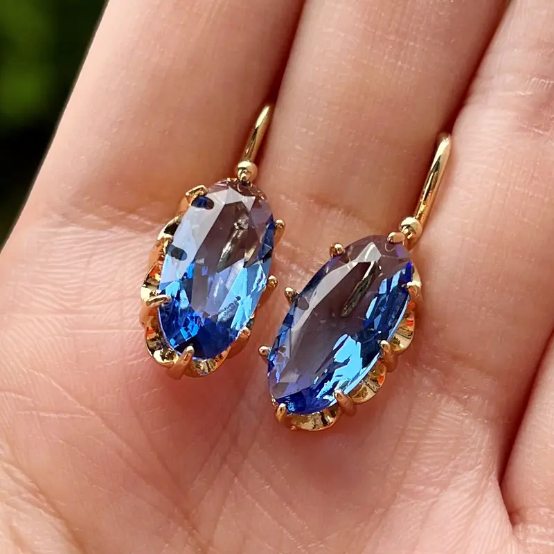 Golen Blue Bloom Earrings | Gold