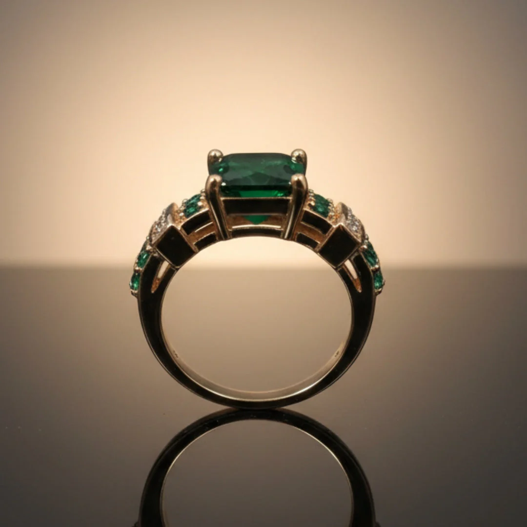 Green Crystalline Golden Ring - Image 3