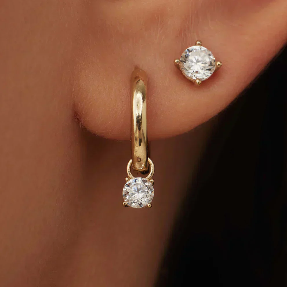 Hoop Earrings with Moonstone - Image 2