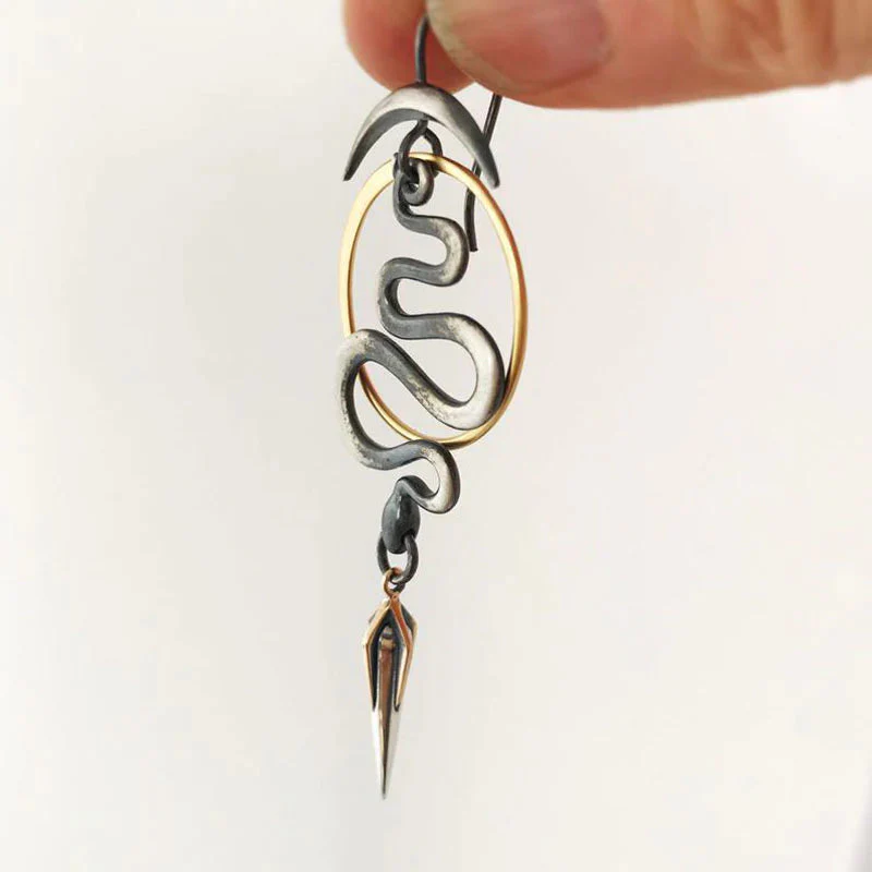 Irregulary Geometric Spiral Earrings Serpentine - Image 2