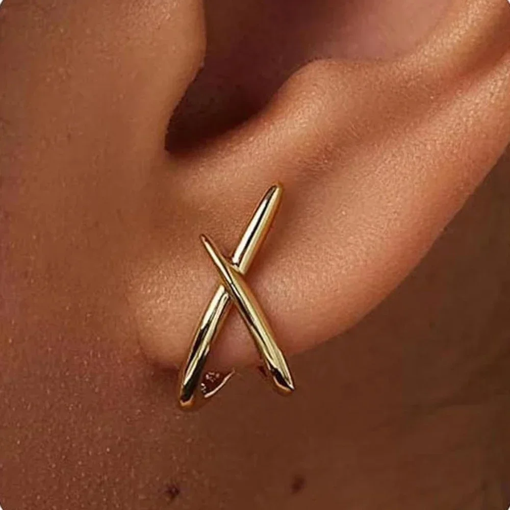 Gold Cross Stud Earrings