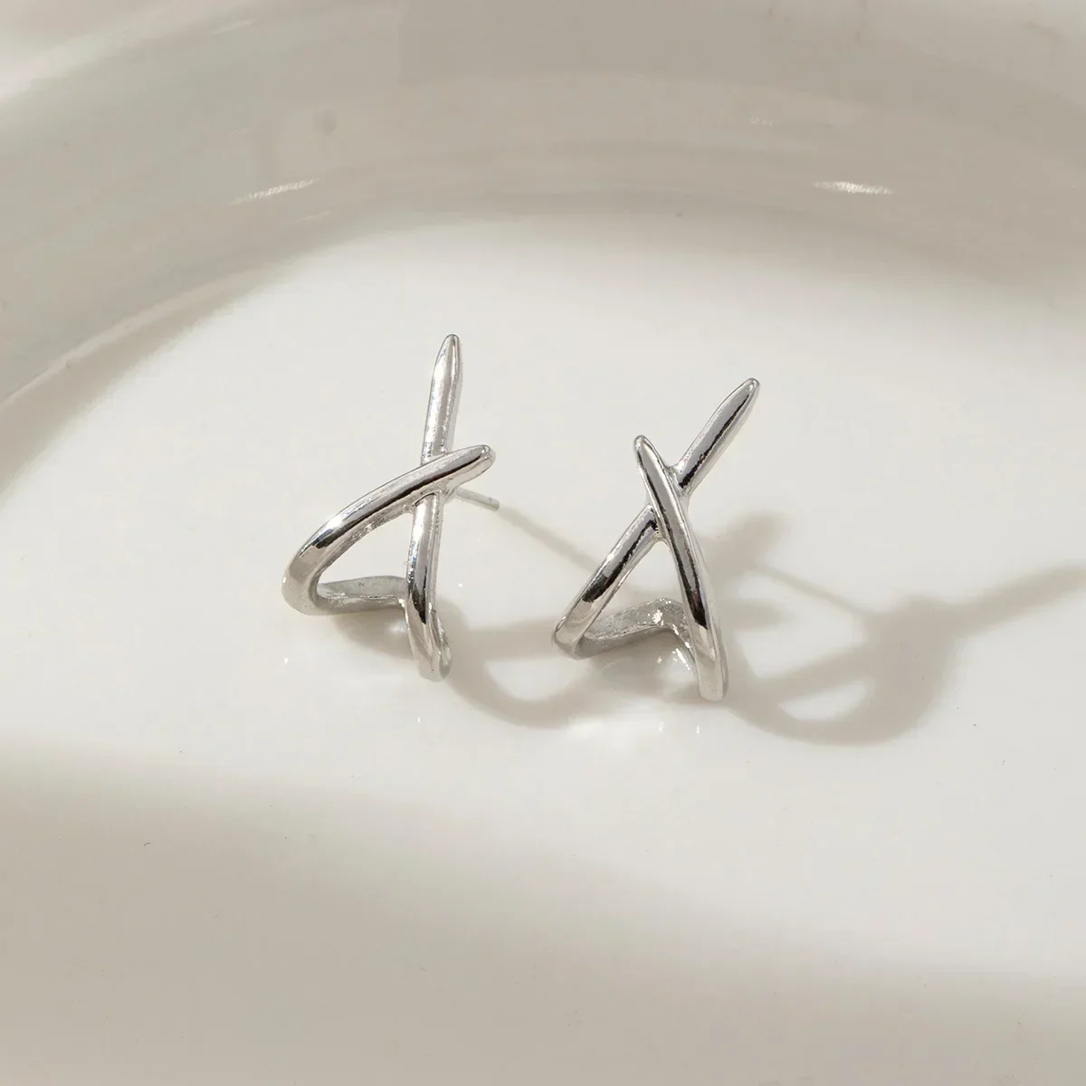 Gold Cross Stud Earrings - Image 5
