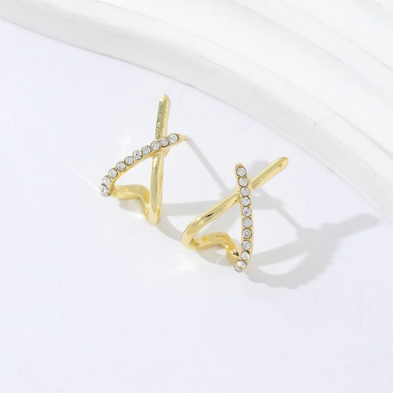 Gold Cross Stud Earrings - Image 8