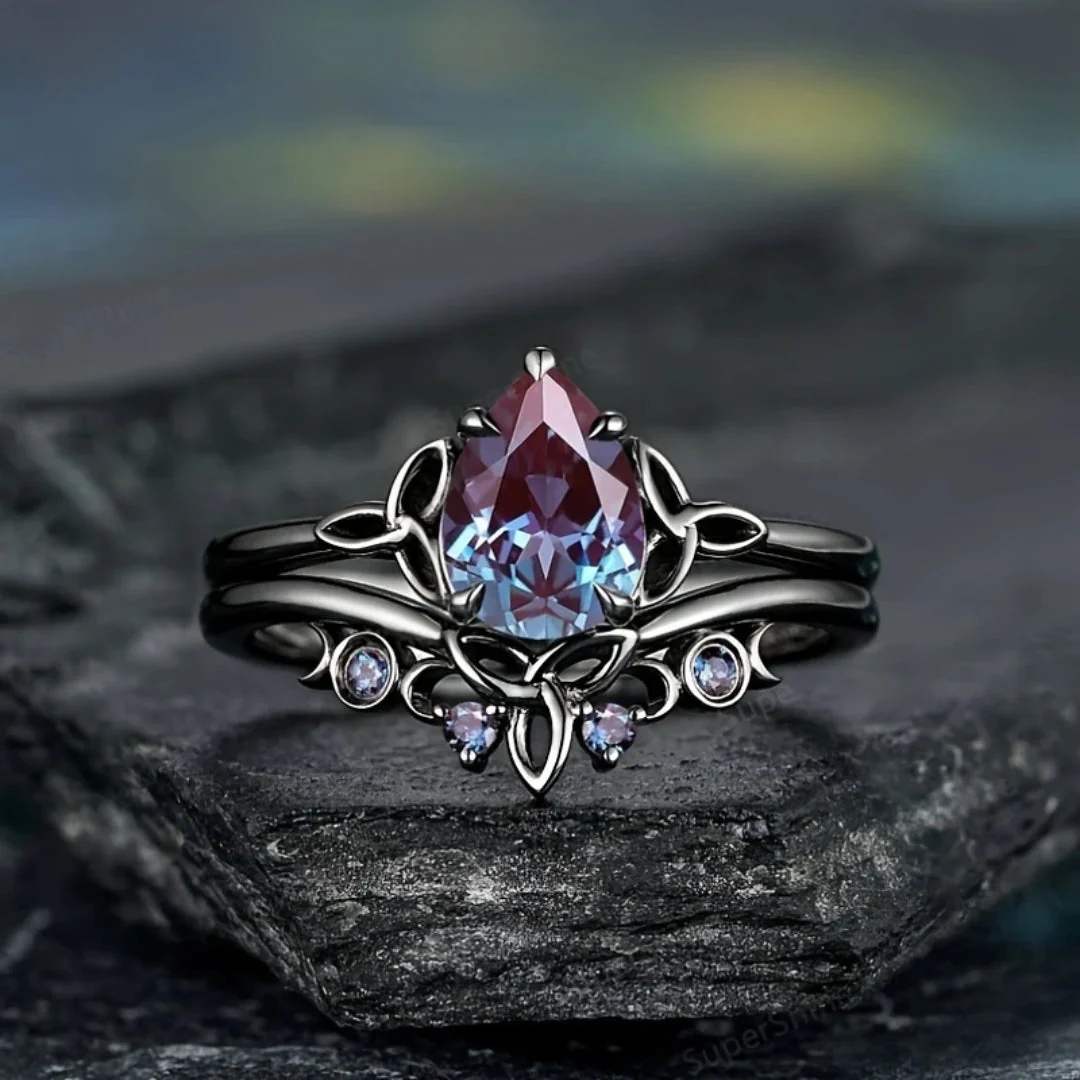 Layered Ring in Purple Stone