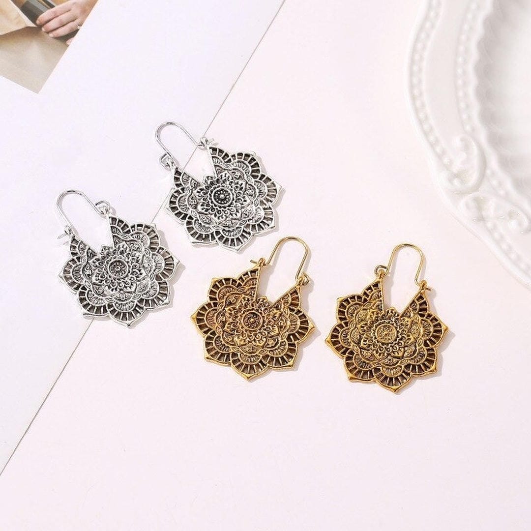 Lotus Mandala Earrings - Image 3
