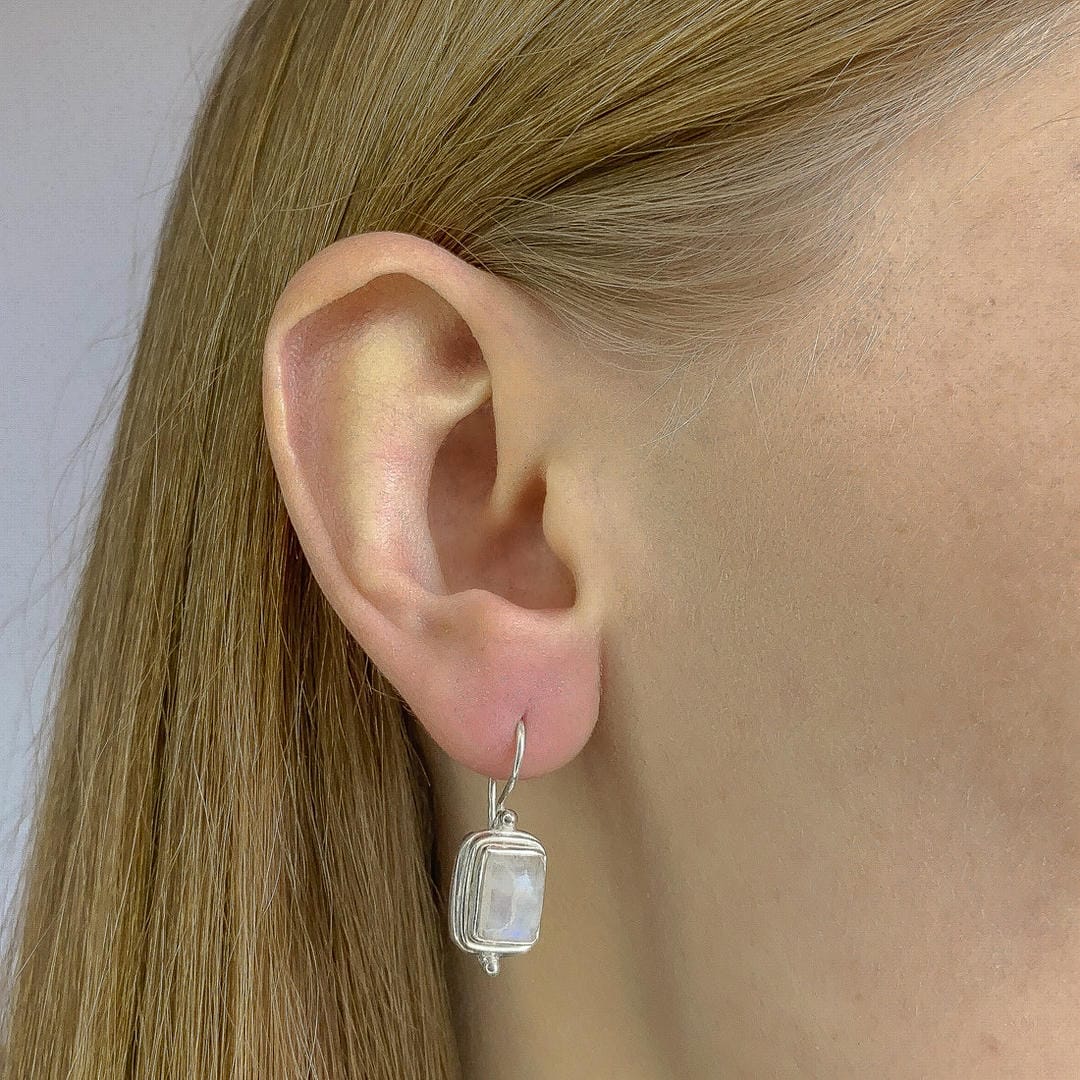 Lustre Square Moonstone Earrings - Image 2