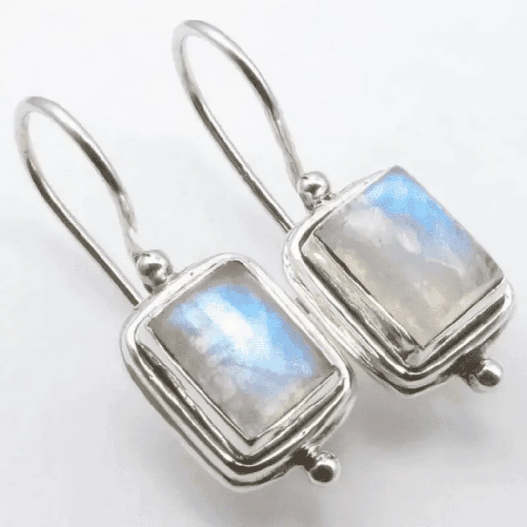 Lustre Square Moonstone Earrings - Image 3