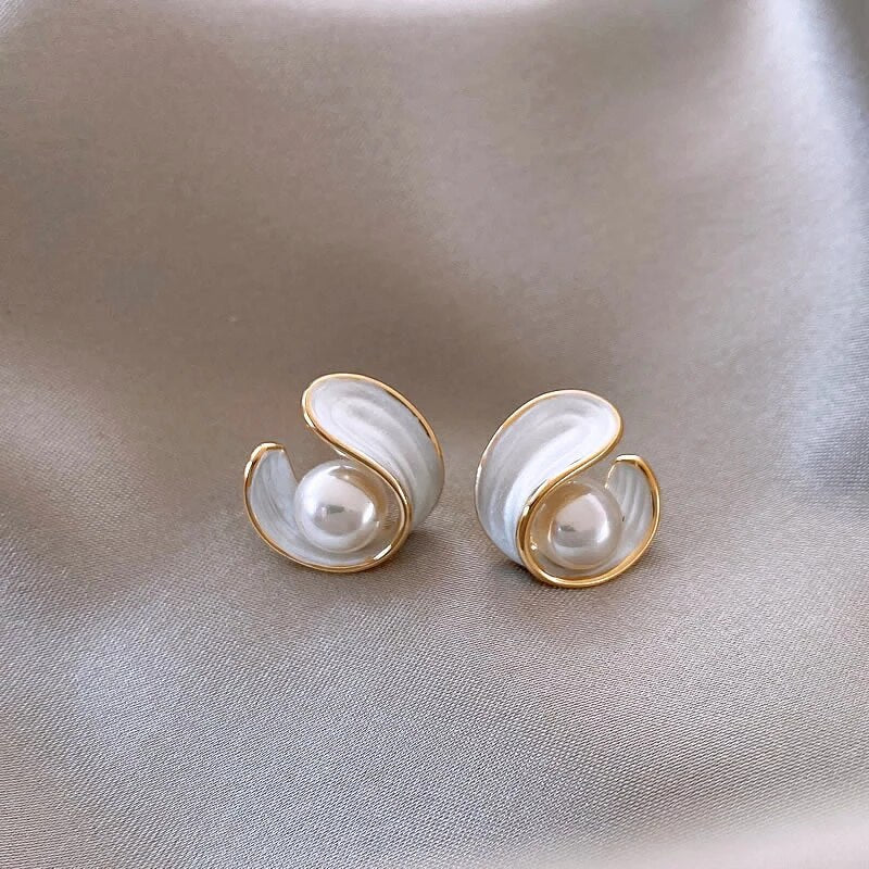 Luxe White Opal Earrings with Pearls in Gold - Image 3